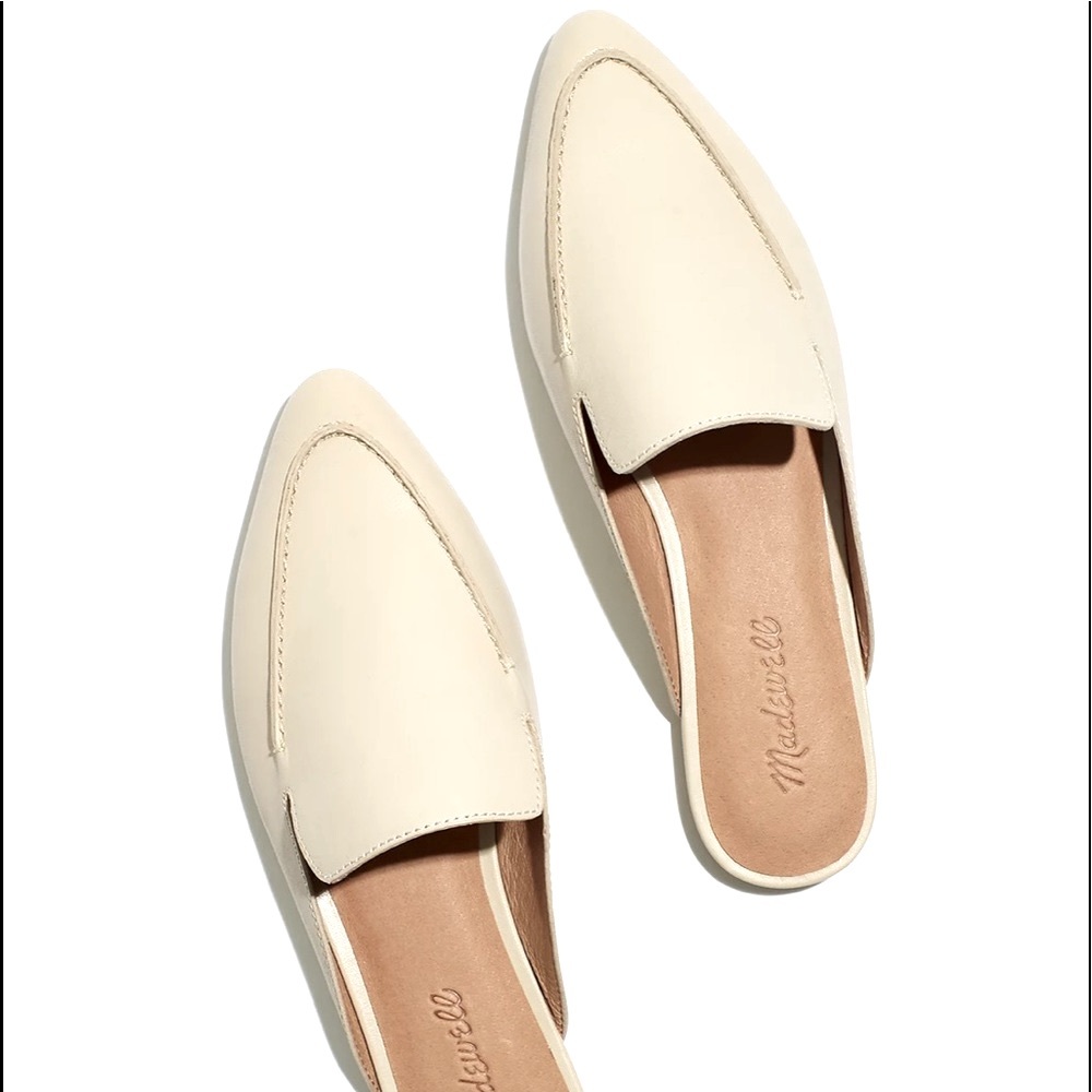 Madewell Francis Skimmer Leather Mule Cream Ashen Silver Size 9